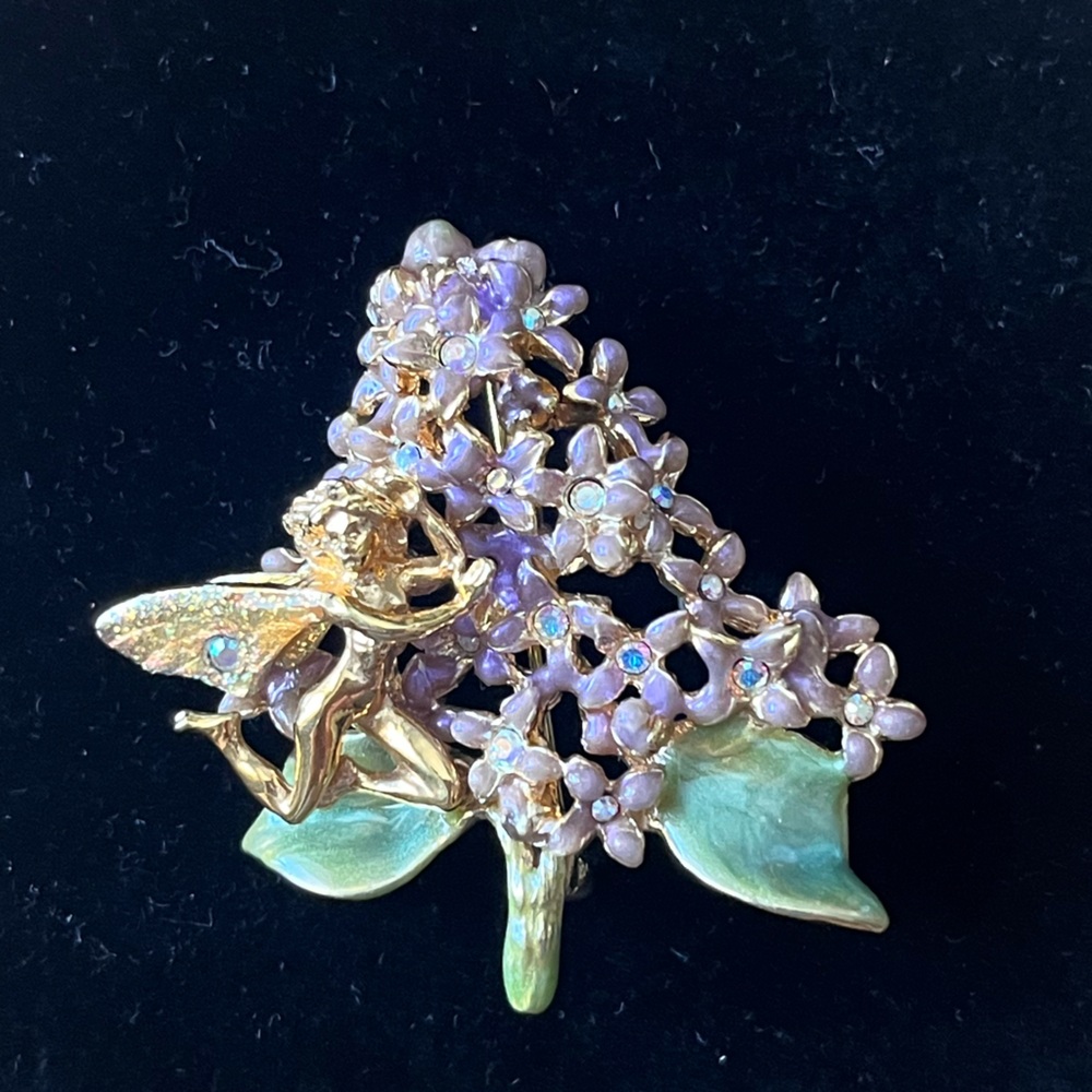 Kirks Folly Gold and Purple Floral Brooch